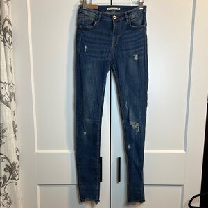 Zara Blue Skinny Jeans with Distressed Accents
